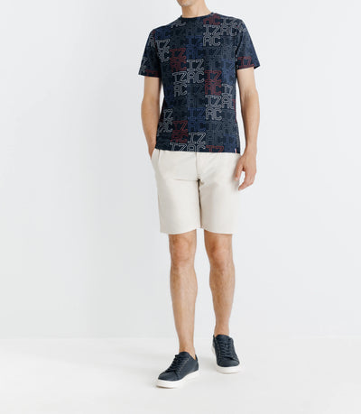 T-shirt à motifs manches courtes marine - IZAC