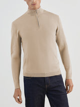 Beige zip-neck jumper