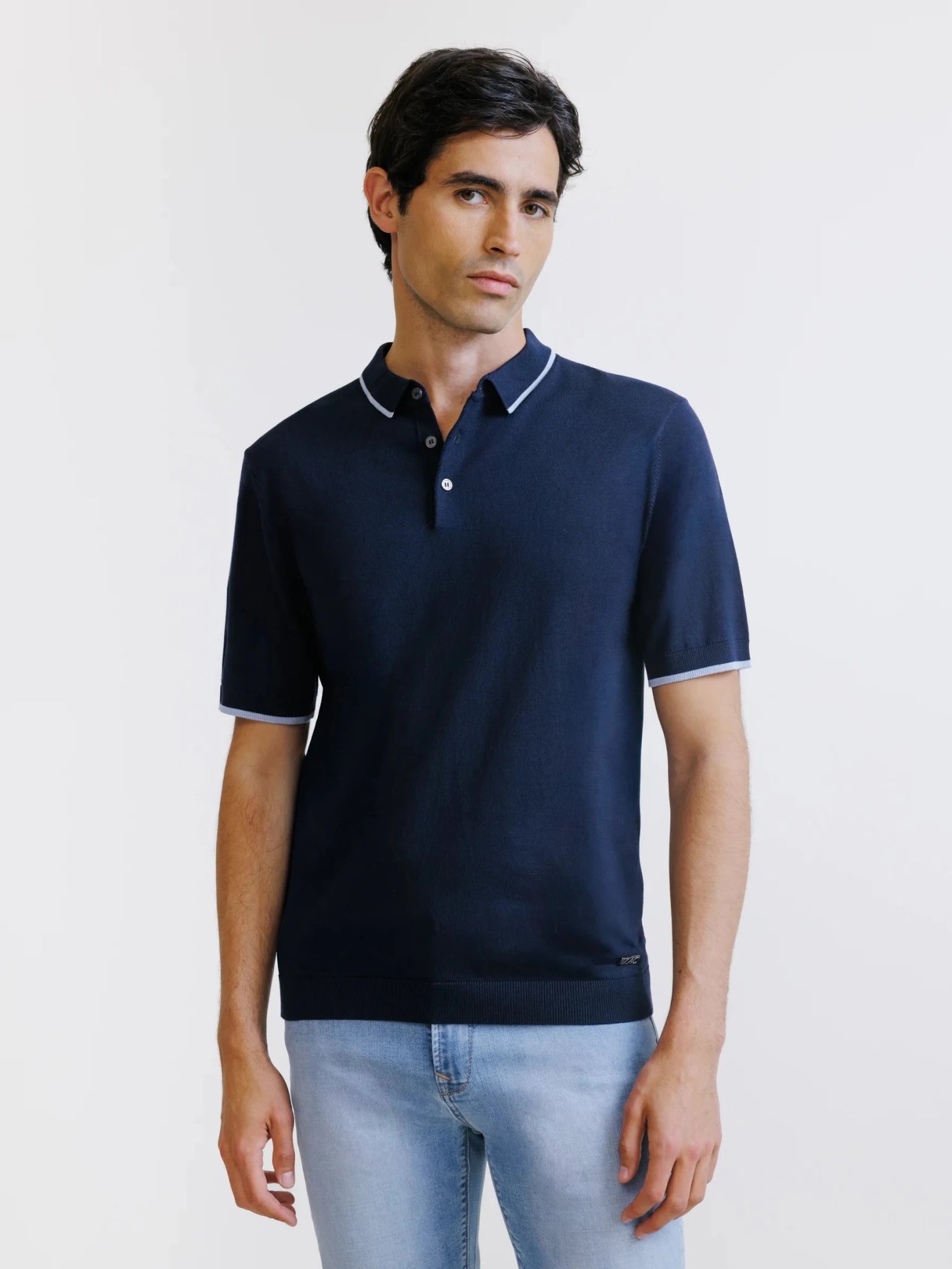 Navy knit polo