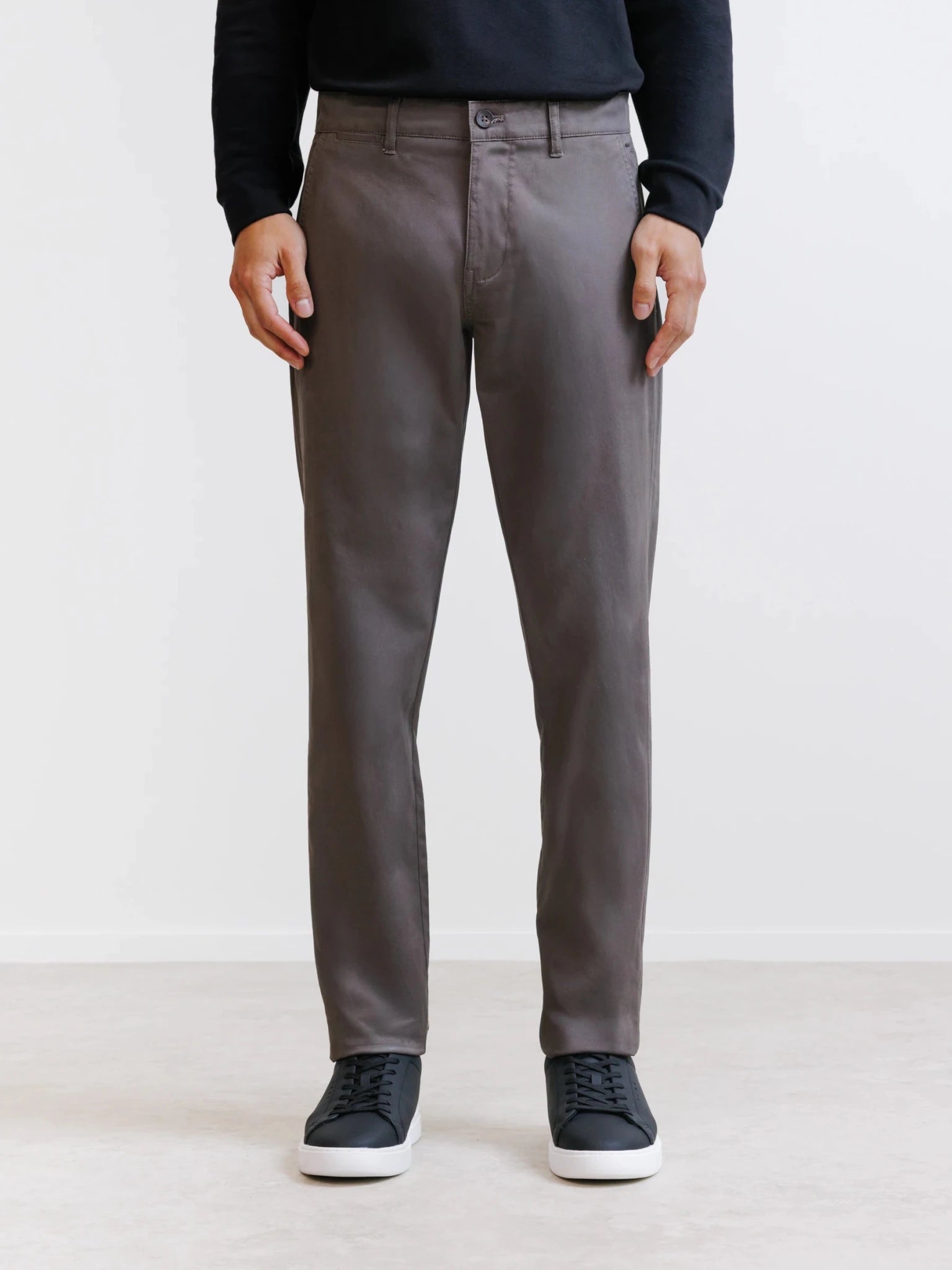Pantalon coton stretch châtain - IZAC