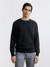 Pull jacquard col rond noir