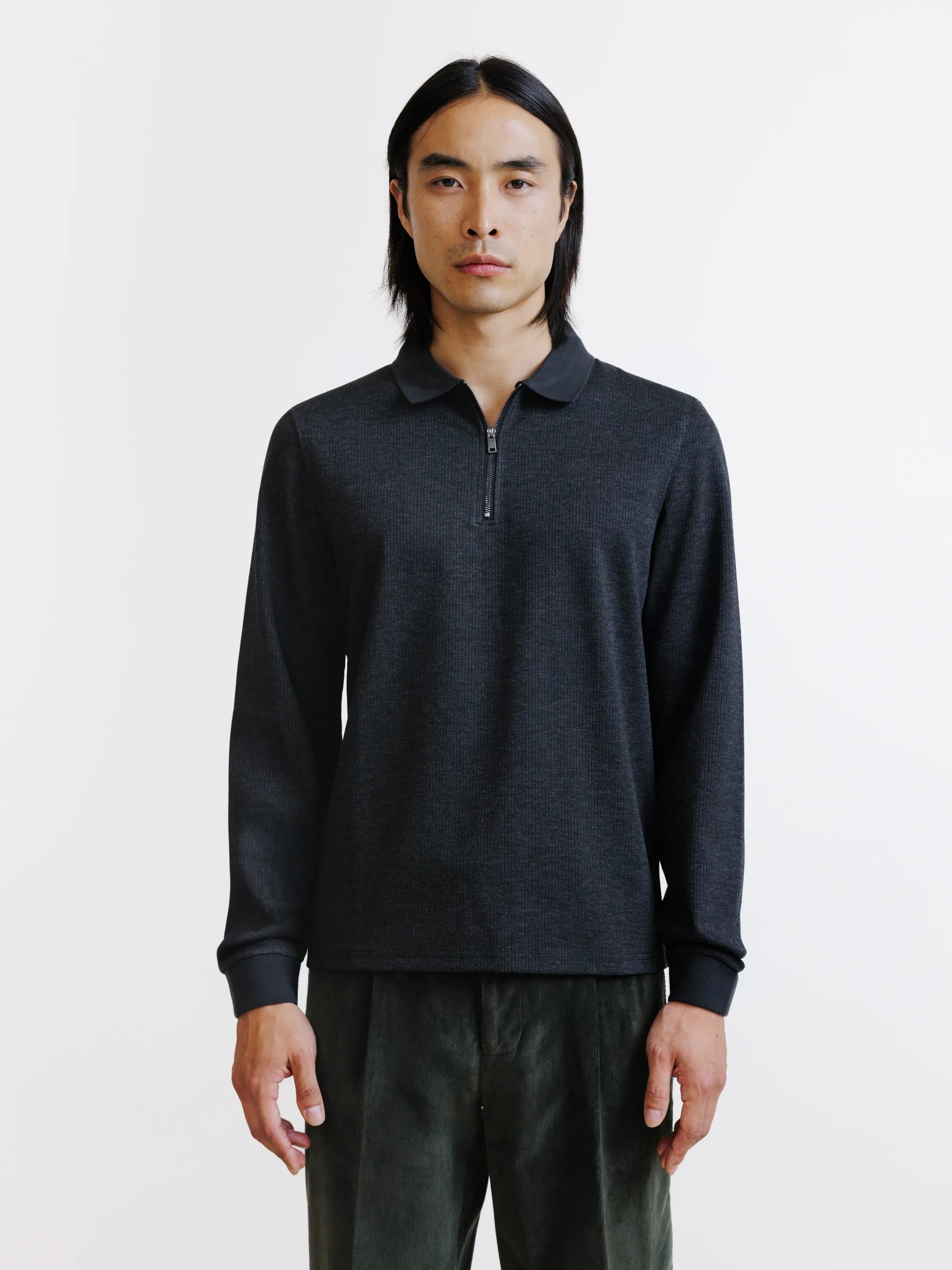 Polo zippé anthracite