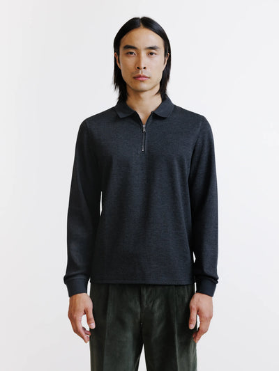 Polo zippé anthracite
