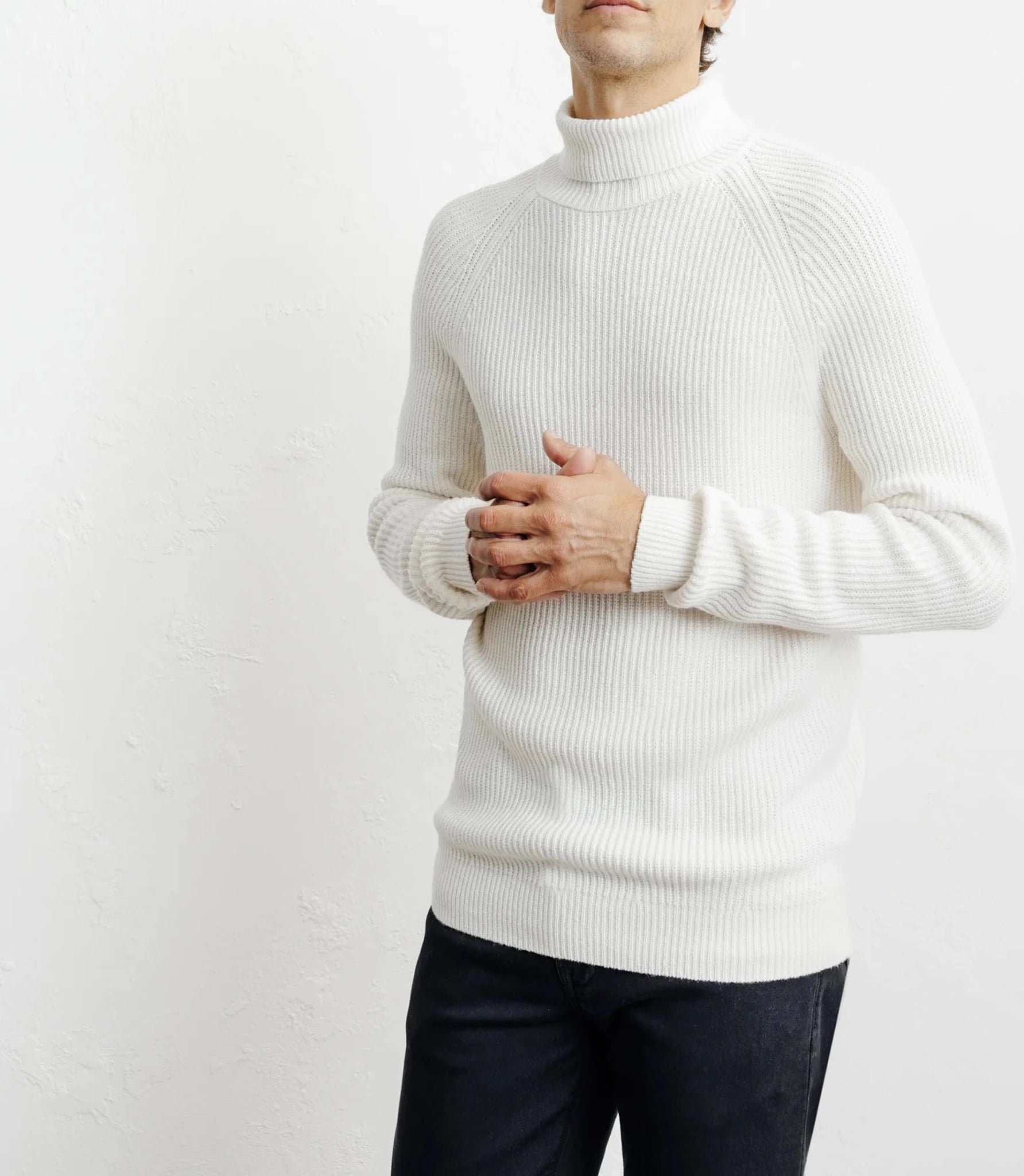 Pull col roulé uni écru - IZAC