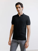 Polo col ouvert en maille noir