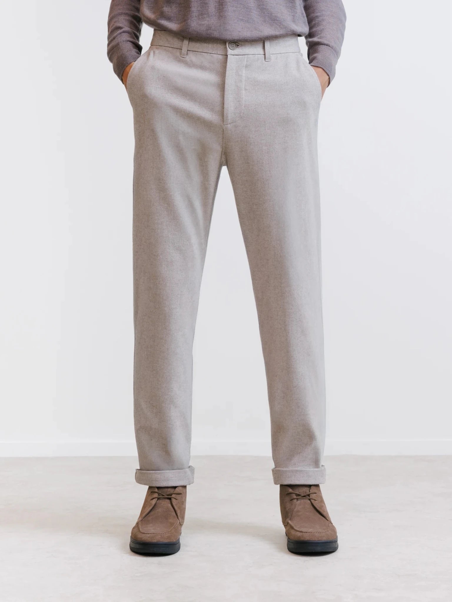 Pantalon flanelle beige clair - IZAC