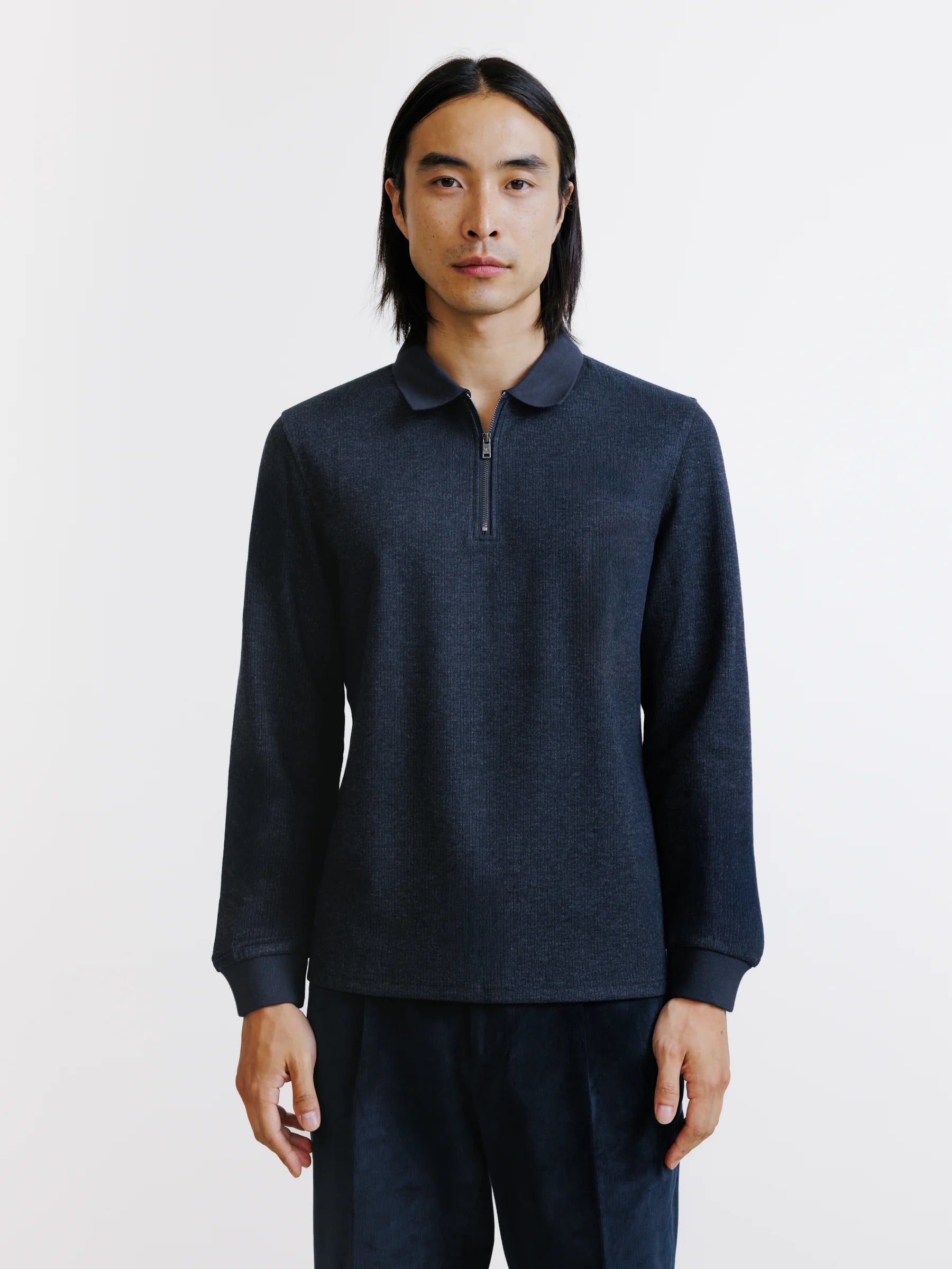 Polo zippé marine