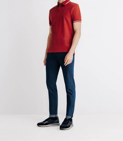 Polo avec rayures sur le col rouge - IZAC