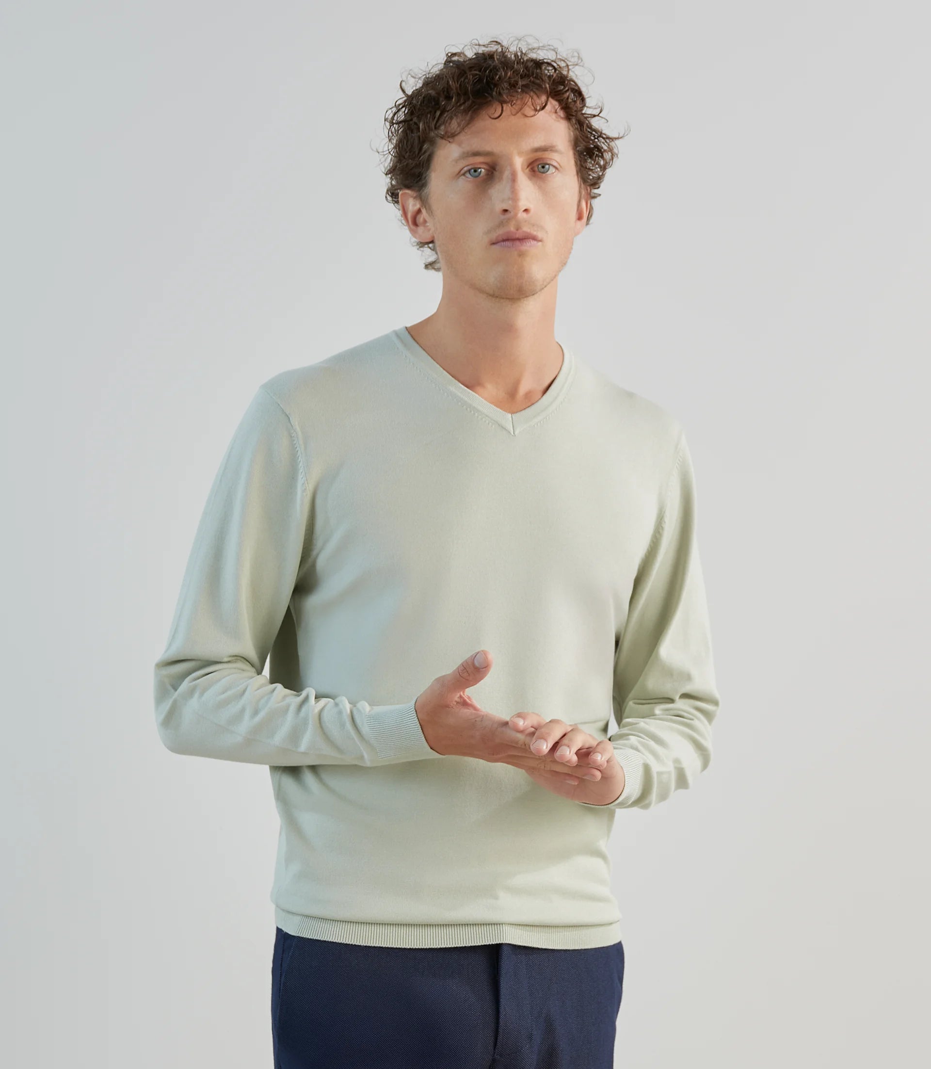 Pull col v vert clair - IZAC