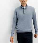Pull col montant 100% cachemire indigo