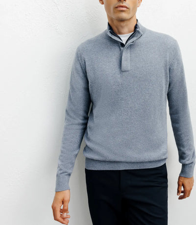 Pull col montant 100% cachemire indigo