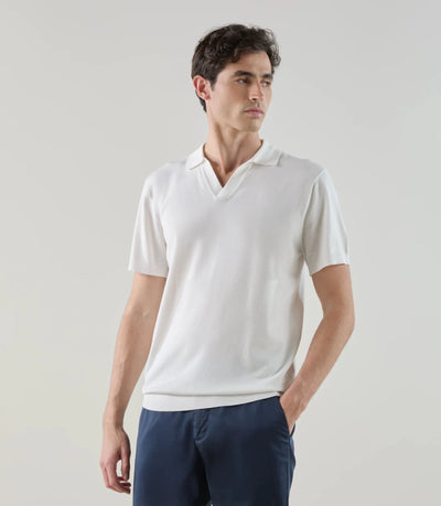 Polo col ouvert en maille écru - IZAC
