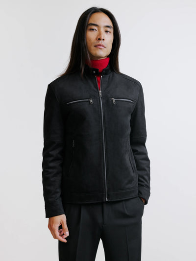 Black suede biker jacket