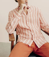 Chemise rayée 100% lin orange - IZAC