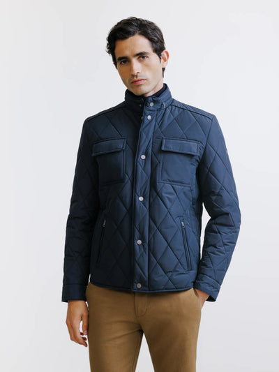 Navy high collar jacket