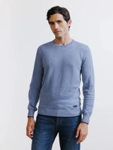 Pull col rond indigo