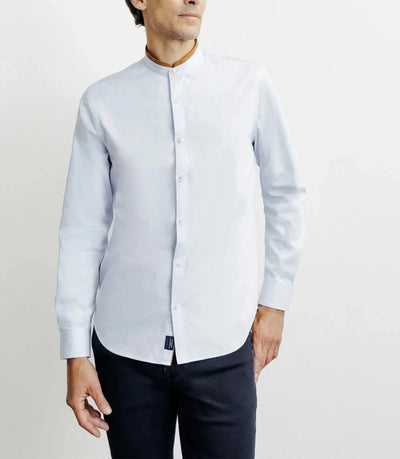 Chemise casual col mao avec coudières ciel - IZAC