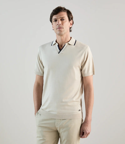 Polo col ouvert en maille beige - IZAC