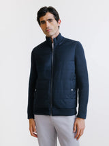 Two-material navy zipped vest