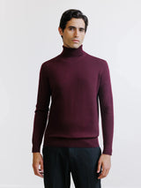 Burgundy merino wool turtleneck sweater