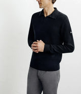 Pull col polo ouvert noir