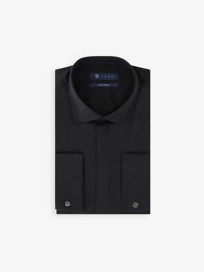 Chemise en satin de coton noir