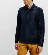 Long-sleeved button-down polo shirt navy