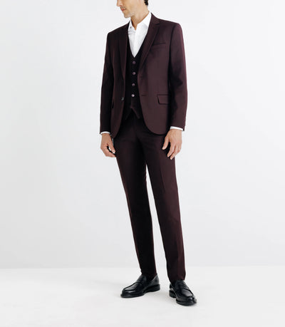 Costume ajusté 2 boutons bordeaux - IZAC