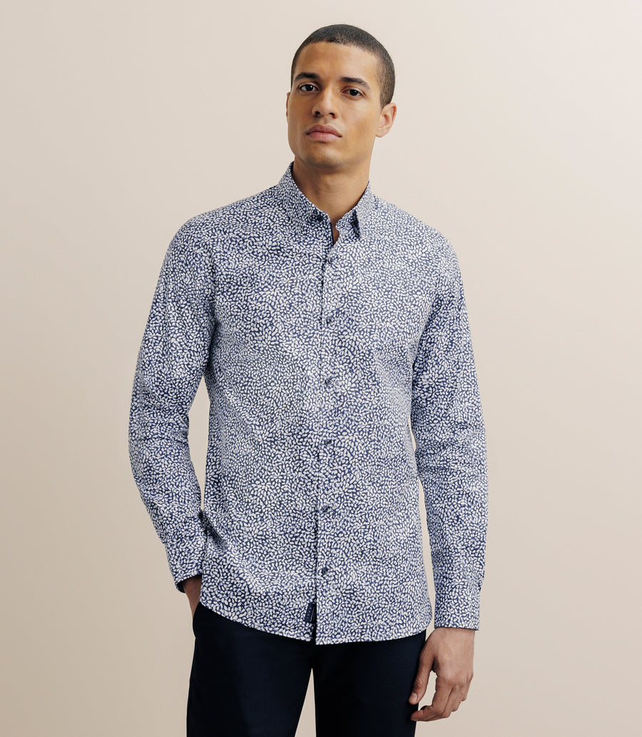 Chemise droite imprimée marine