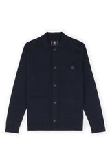 Navy button-down knit cardigan overshirt