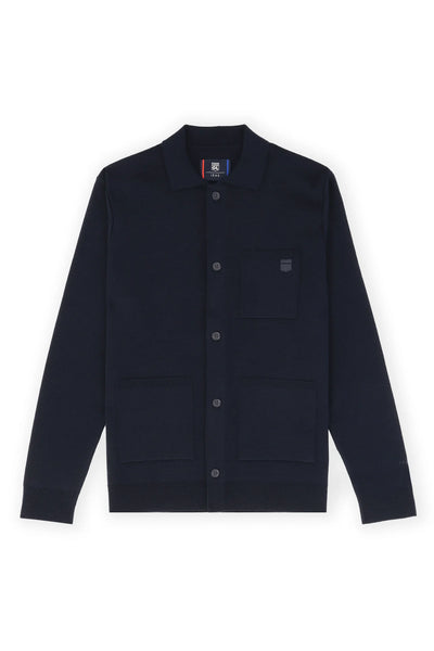 Cardigan surchemise en maille boutonné marine - IZAC