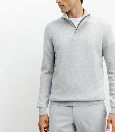 Chine grey stand-up collar sweater