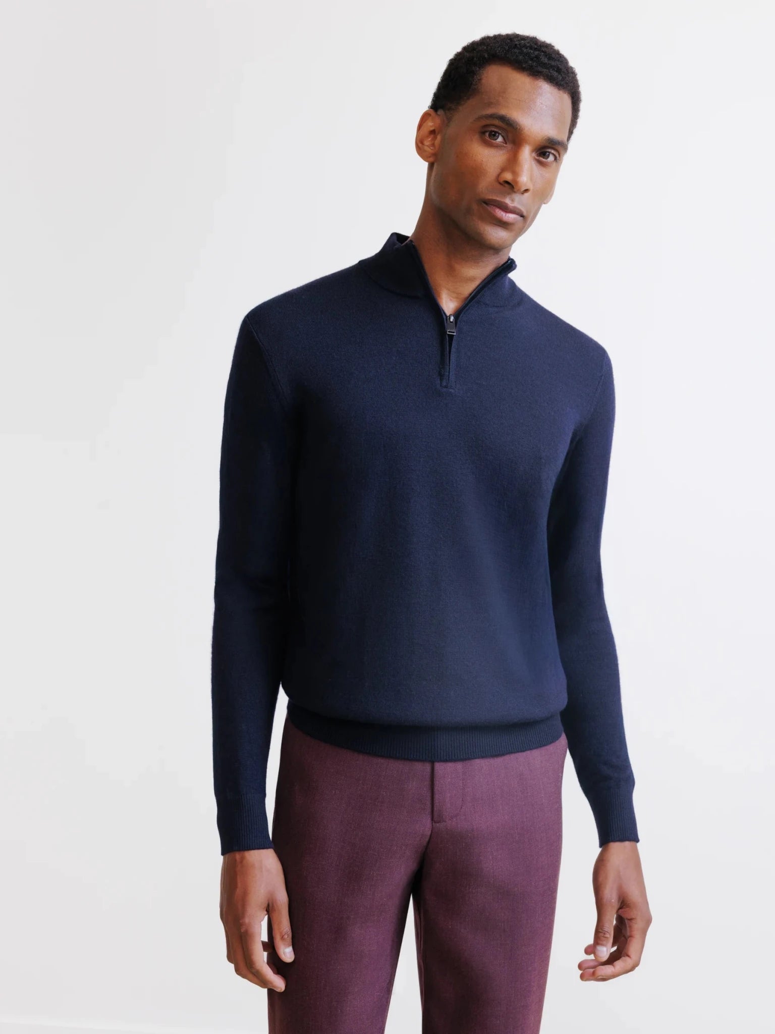 Pull demi zippé mérinos marine - IZAC