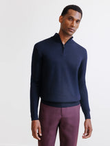 Pull demi zippé mérinos marine