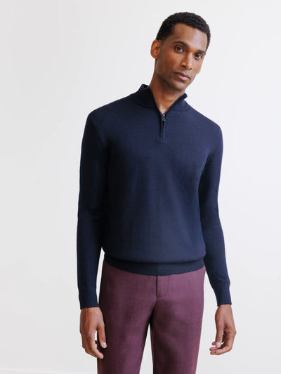 Navy merino half-zip sweater