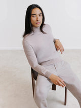 Beige merino wool turtleneck sweater