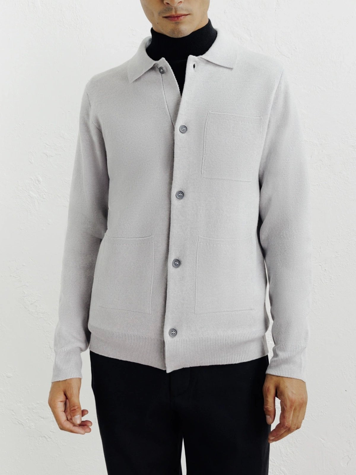 Cardigan surchemise en maille gris chiné