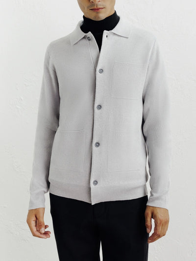 Cardigan surchemise en maille gris chiné