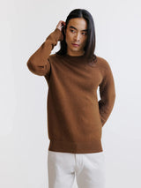 Pull en laine col rond tabac