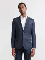 2-button suit, mostly wool, denim blue
