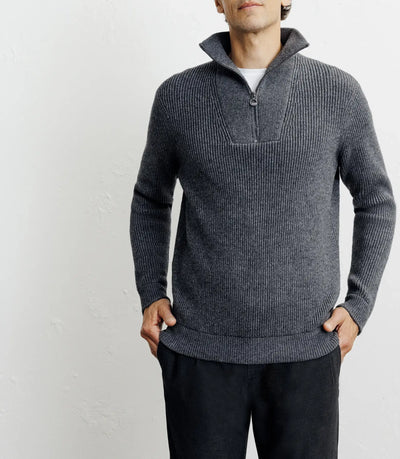 Pull en laine col camionneur anthracite