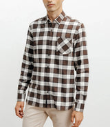 Brown small-check casual shirt