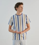 T-shirt à manches courtes rayé écru denim - IZAC