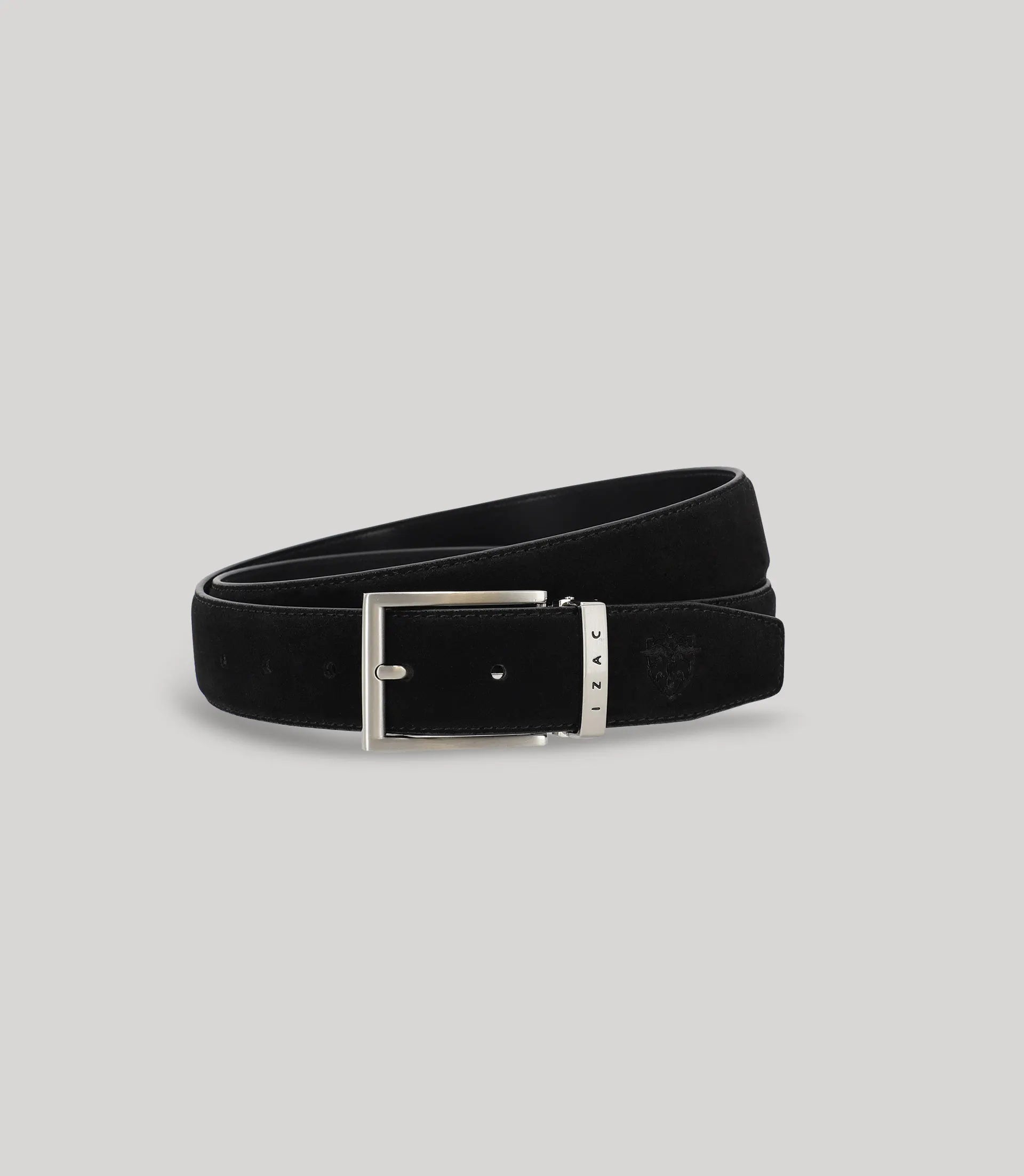 Ceinture réversible en cuir nubuck noir - IZAC