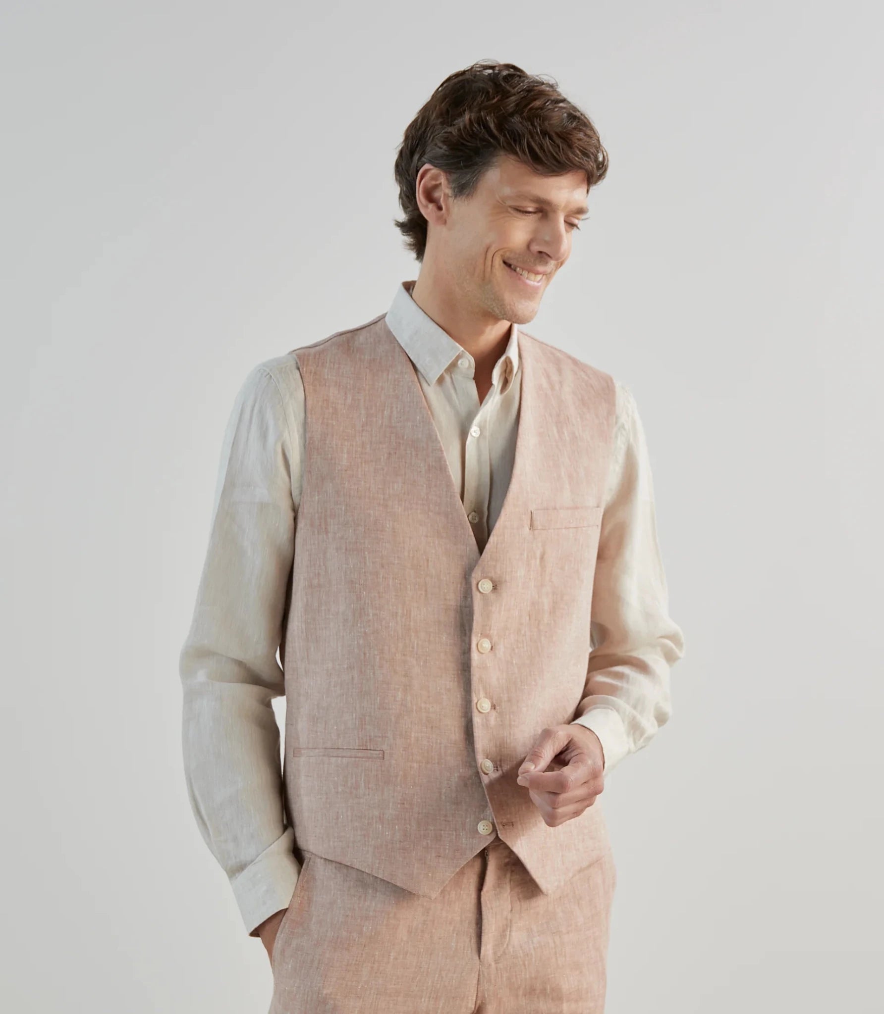 Gilet ville 100% lin orange - IZAC