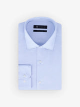 Chemise slim en satin de coton ciel