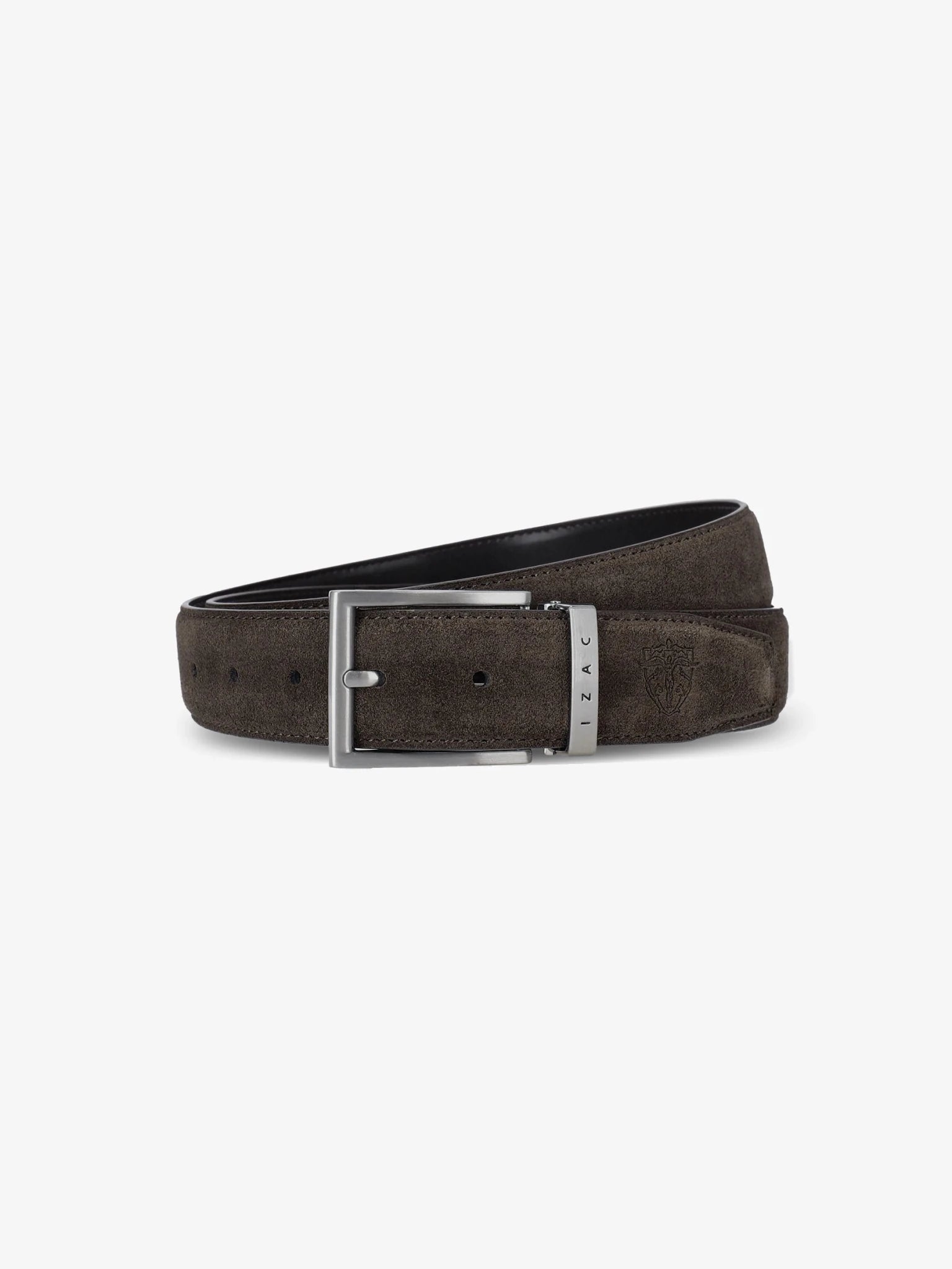 Reversible brown nubuck leather belt