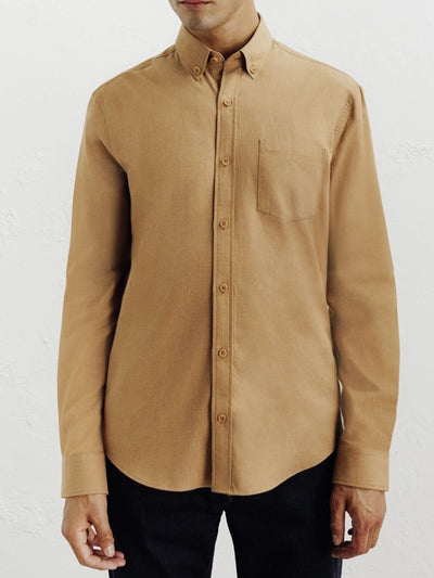 Chemise casual avec col boutonné camel