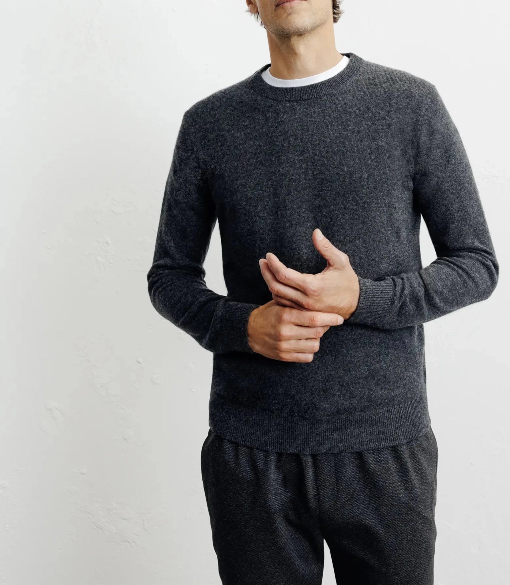 Pull col rond 100% cachemire anthracite