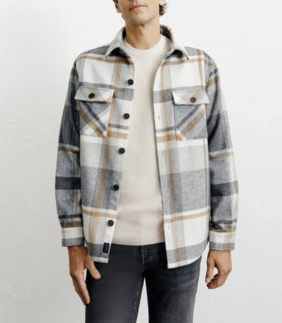 Grey large-check overshirt